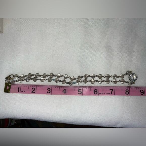 VTG CLEAR FACETED CRYSTAL BEADS CLOVER PENDANT NECKLACE 8” - Picture 8 of 8